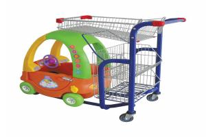 Cheap supermarket grocery shopping trolley with child seats