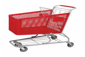 80L small double layers design plastic shopping cart
