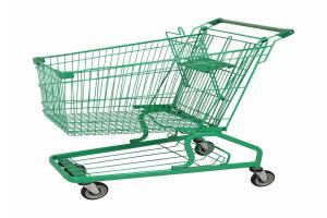 150L German Green coated shopping trolley manufacturer