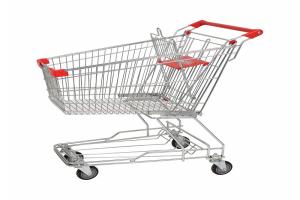 100L Asian Supermarket retail store chromed hand trolley